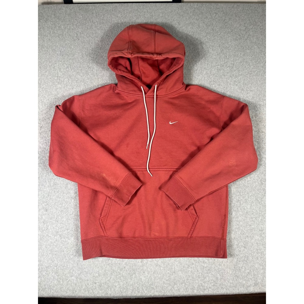 Nike Solo Swoosh (NRG) Heavyweight Fleece Hoodie Rust Orange CV0552-691 Size L